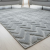 Tapete Atlanta Zig Zag Cinza Claro Alto Relevo 3D Desenho Geométrico com Base Antiderrapante 1,00m x 1,40m