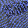 Tapete Avulso de Tear Franja Azul C/Listrinhas Preta