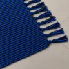 Tapete Avulso de Tear Franja Azul C/Listrinhas Preta