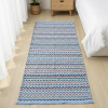 Tapete Beira Cama de Tear Xadrez 1.40m X 70cm Azul Claro C/Colorido