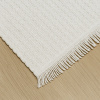 Tapete Beira Cama de Tear Xadrez 1.40m X 70cm Crú