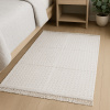 Tapete Beira Cama de Tear Xadrez 1.40m X 70cm Crú