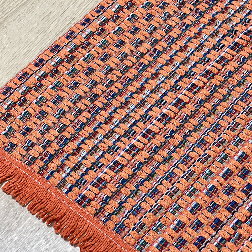 Tapete de Tear Avulso Xadrez com Franja - Crochê Vitória