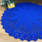 Tapete Redondo de Crochê Azul BIC- 95 cm - Produto Feito a Mão
