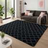 Tapete Soft Geométrico 2,00x1,40m Moderno, Antiderrapante e Macio para Sala ou Quarto Preto C/ Cinza