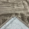 Tapete Tóquio Alto Relevo Geométrico Bege Escuro com Base Antiderrapante e Toque Macio 1,40m x 2,00m