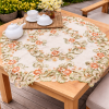 Toalha Centro de Mesa Bordada Quadrada Holanda - Bege C/ Flor Telha - 85x85cm