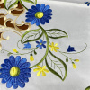 Toalha Centro de Mesa Quadrada Bordada Flores Azul C/Verde