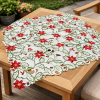 Toalha Centro de Mesa Quadrada Bordada Flores Vermelha C/Ramos  85x85cm