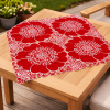 Toalha Centro de Mesa Quadrada Bordada Flores Vermelho C/Prata 85x85cm