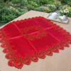 Toalha Centro de Mesa Quadrada C/Guippir Vermelha I 85X85cm