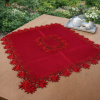 Toalha Centro de Mesa Quadrada C/Guippir Vermelha II 85X85cm