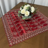 Toalha Centro de Mesa Voal Bordado Realeza Vermelha C/Dourado 85x85cm