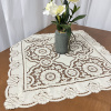 Toalha de Chá Crivo Floral Bordado 85x85cm Flor Bege