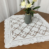 Toalha de Chá Crivo Floral Bordado 85x85cm Flor Branca