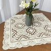 Toalha de Chá Crivo Floral Bordado 85x85cm Perola C/Bege