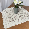 Toalha de Chá Crivo Floral Perola Bordado Bege 85x85cm