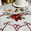 Toalha de Chá Natalina Bordada com Barrado em Guippir Branca Floral Vermelho 85x85cm