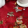 Toalha de Chá Natalina Bordada com Barrado em Guippir Vermelho Papai Noel 85x85cm