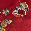Toalha de Chá Natalina Bordada com Barrado em Guippir Vermelho Papai Noel 85x85cm