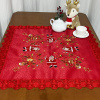 Toalha de Chá Natalina Bordada com Barrado em Guippir Vermelho Papai Noel II 85x85cm