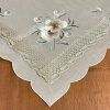 Toalha de Chá Organza C/crochê Flor Bege
