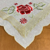Toalha de Chá Organza C/crochê Flor Vermelha