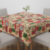 Toalha de Mesa Natalina em Cetim Estampa Floral C/Xadrez 1,40m x 1,40m