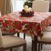Toalha de Mesa Natalina em Cetim Estampa Floral Vermelho 1,40m x 1,40m
