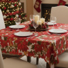 Toalha de Mesa Natalina em Cetim Estampa Floral Vermelho 1,40m x 1,40m