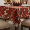 Toalha de Mesa Natalina em Cetim Estampa Floral Vermelho 1,40m x 1,40m