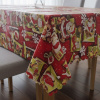 Toalha de Mesa Natalina em Cetim Estampa Papai Noel Natalino 1,40m x 2,10m