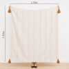 Xale em Tear Cru com Pompom em Bege 1,30m x 1,40m