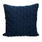 Capa de Almofada 42cm x 42cm em Tricô Artesanal com Zíper - Azul Marinho