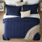 Cobercolcha Queen Matelado Com Sherpa Jacquard Canadá 3 Peças - Azul Marinho