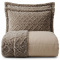 Cobercolcha Queen Matelado Com Sherpa Jacquard Canadá 3 Peças - Cáqui