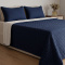 Kit Cobre Leito Queen Matelassê C/ Sherpa Dupla Face Suíça 03 Peças - Azul Marinho