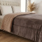 Coberdrom Queen 180 Gramas 2,20m x 2,40m Fleece C/ Sherpa Alaska - Avelã C/ Chocolate