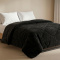 Coberdrom Queen 2,20m x 2,40m Fleece Canelado Dupla Face Canefleece - Preto