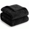 Coberdrom Queen 2,20m x 2,40m Fleece Canelado Dupla Face Canefleece - Preto