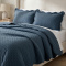 Cobre Leito Casal Padrão Percal 300 Fios Toque de Pluma Dupla Face Bold 03 Peças - Azul