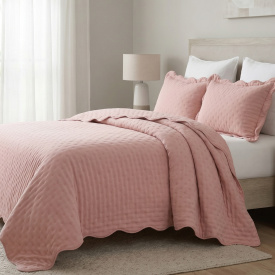 Cobre Leito Casal Padrão Percal 300 Fios Toque de Pluma Dupla Face Bold 03 Peças - Rosê