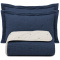 Cobre Leito Casal Percal 300 Fios Bicolor Dupla Face Premium Clássico 3 Peças - Jeans