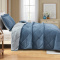 Cobre Leito Casal Percal 300 Fios Dupla Face Toque de Algodão Essencial 03 Peças - Jeans Bicolor