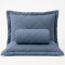 Cobre Leito Casal Percal 300 Fios Dupla Face Toque de Algodão Essencial 03 Peças - Jeans Bicolor