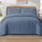 Kit Cobre Leito Casal Matelassê Plissado Percal 300 Fios Elegance 03 Peças - Jeans