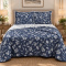 Kit Cobre Leito Queen Percal 300 Fios Dupla Face Confort Print 03 Peças - Floral Jeans