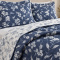 Kit Cobre Leito Queen Percal 300 Fios Dupla Face Confort Print 03 Peças - Floral Jeans