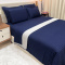 Cobre Leito Dual Percal 300 Fios Matelassê Costurado Dupla Face Queen 03 Peças - Azul Marinho