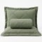 Cobre Leito King Percal 300 Fios Dupla Face Toque de Algodão Essencial 03 Peças - Verde Oliva Bicolor